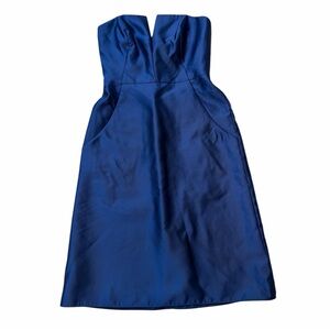 ALFRED SUNG Navy Strapless Midi Dress with Pockets